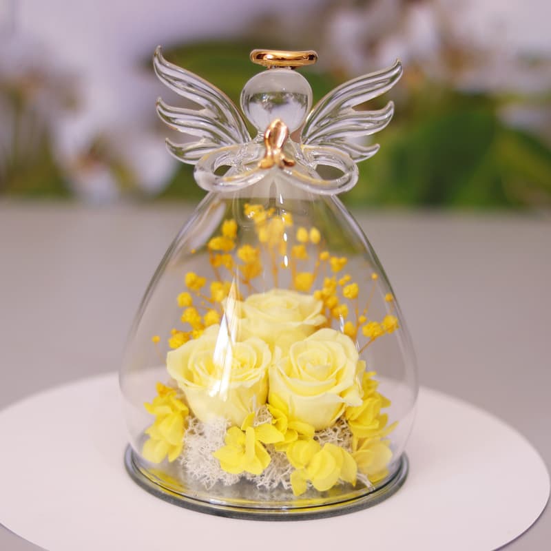 Eternal Flower Gift Box Angel Glass Cover Dried Rose Gift Box For Christmas New Year Valentine's Day Home Decor image 5