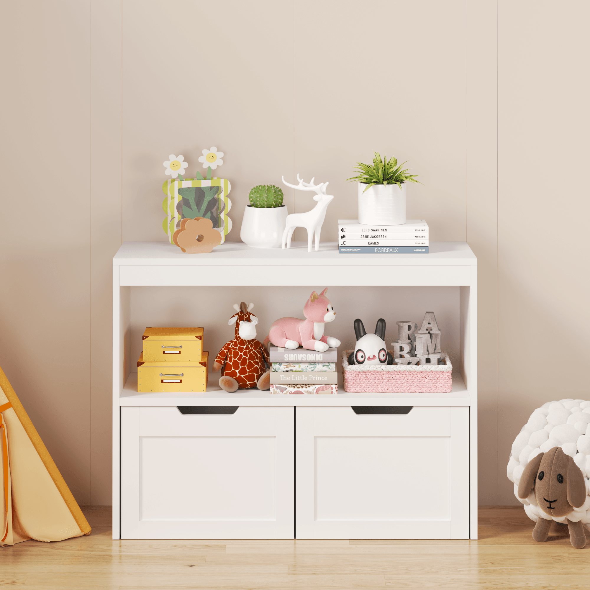 Book Organizer, Toy Storage Cabinet Organizer, White image 5