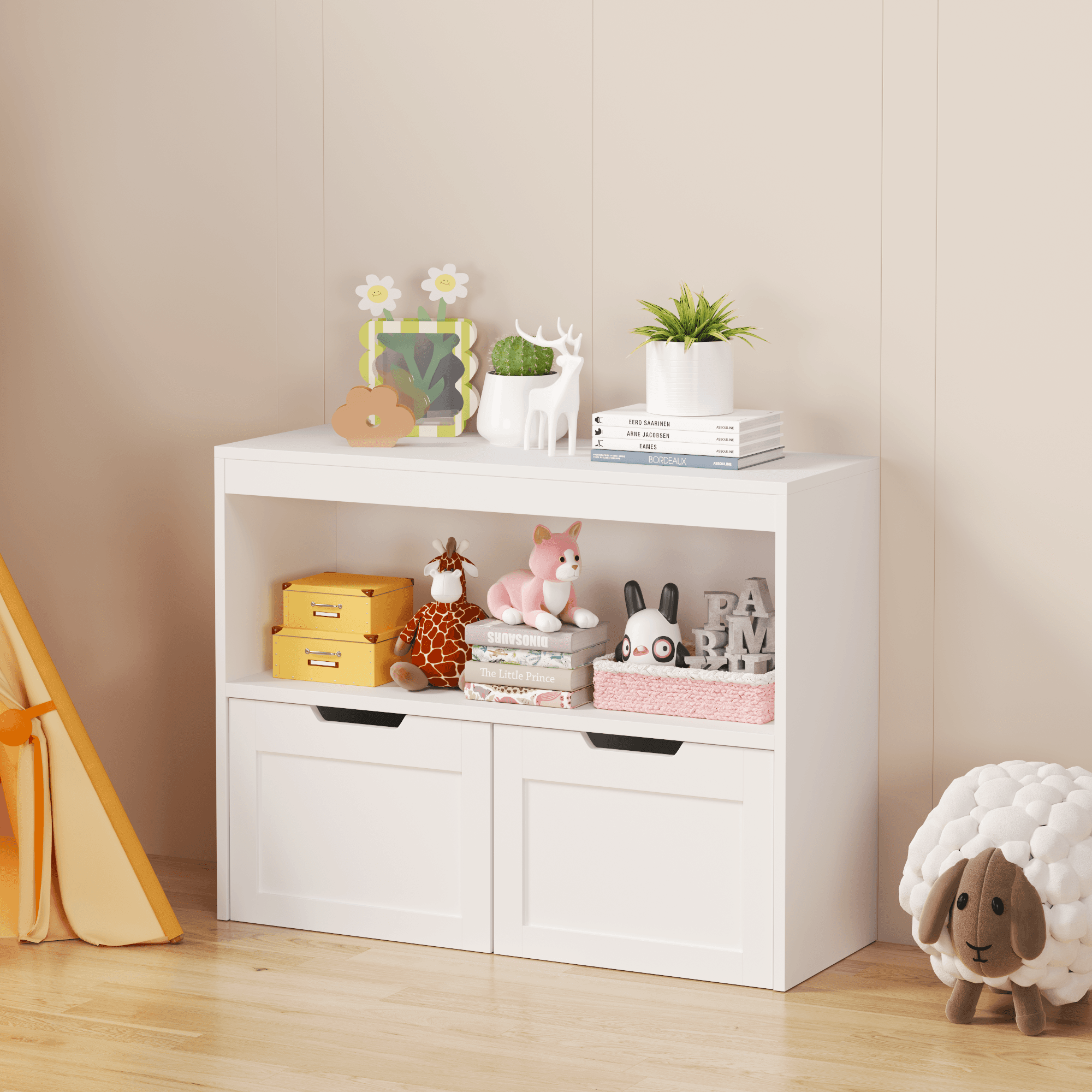 Book Organizer, Toy Storage Cabinet Organizer, White image 3