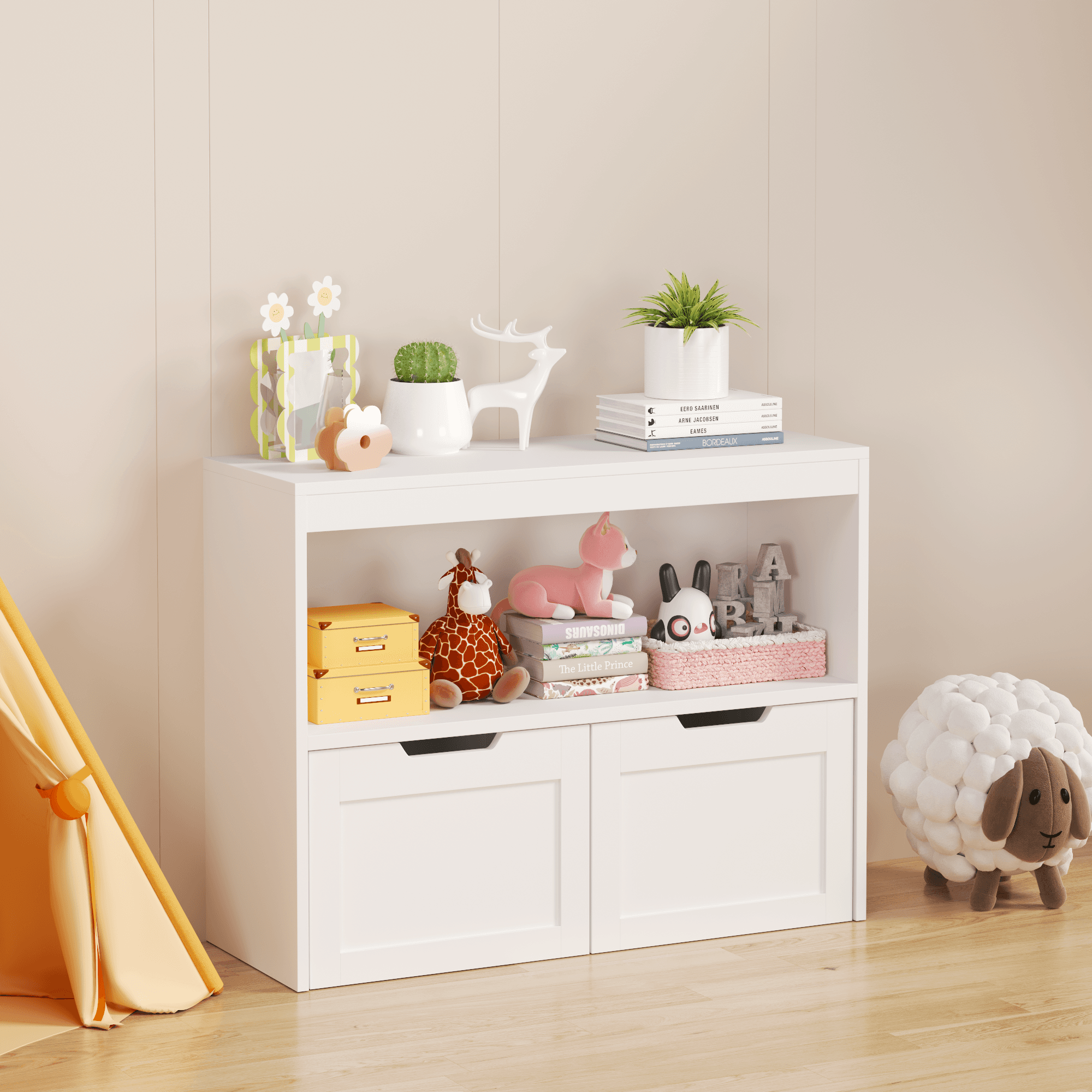 Book Organizer, Toy Storage Cabinet Organizer, White image 4