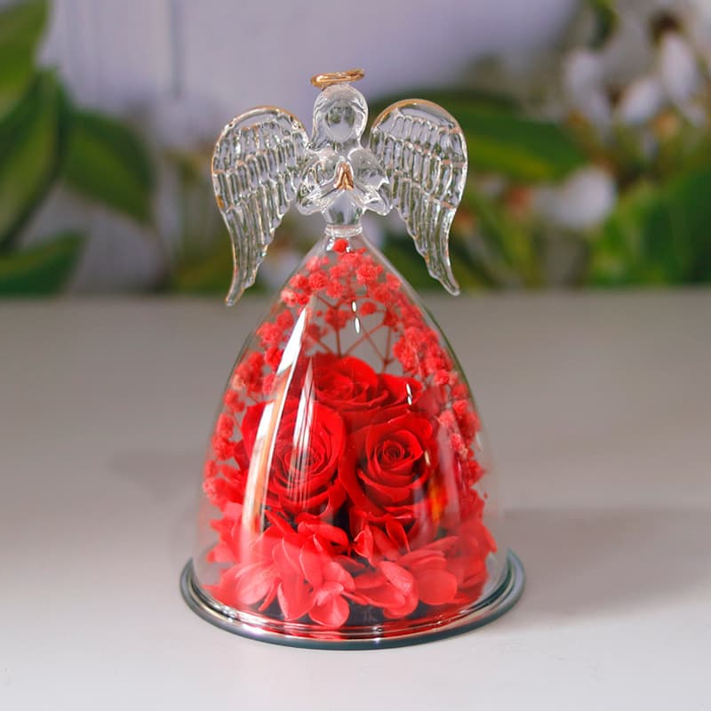 Eternal Flower Gift Box Angel Glass Cover Dried Rose Gift Box For Christmas New Year Valentine's Day Home Decor image 3