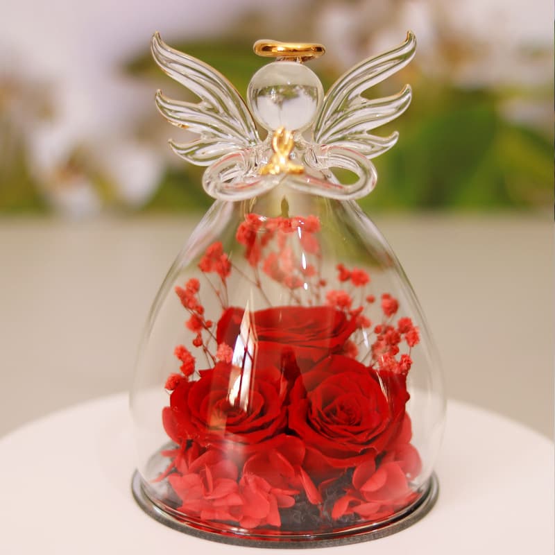 Eternal Flower Gift Box Angel Glass Cover Dried Rose Gift Box For Christmas New Year Valentine's Day Home Decor image 6