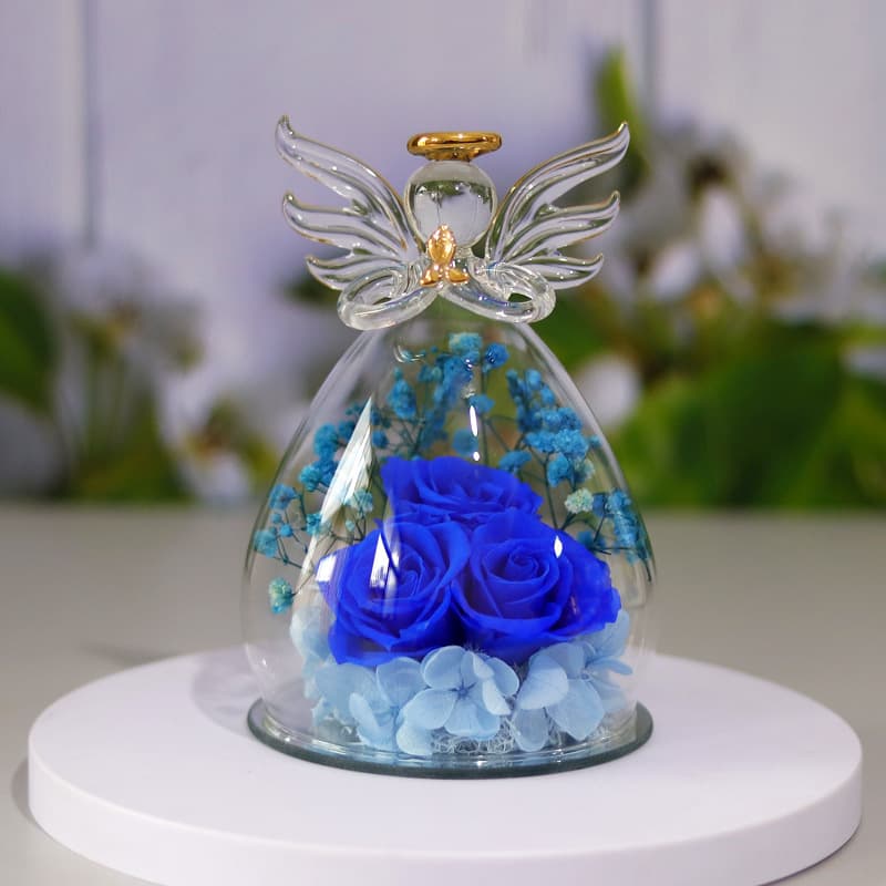 Eternal Flower Gift Box Angel Glass Cover Dried Rose Gift Box For Christmas New Year Valentine's Day Home Decor image 4
