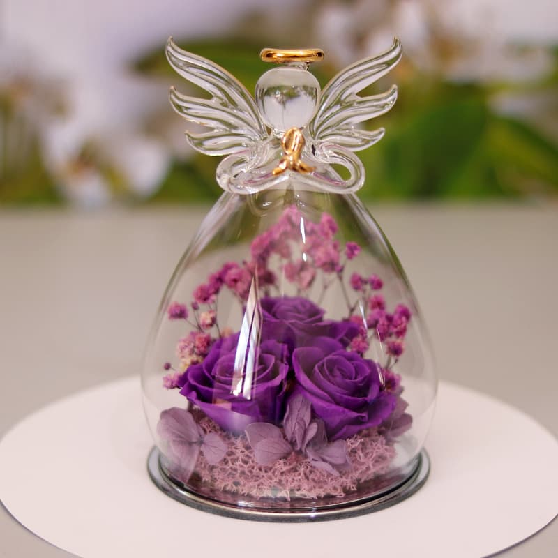 Eternal Flower Gift Box Angel Glass Cover Dried Rose Gift Box For Christmas New Year Valentine's Day Home Decor image 11