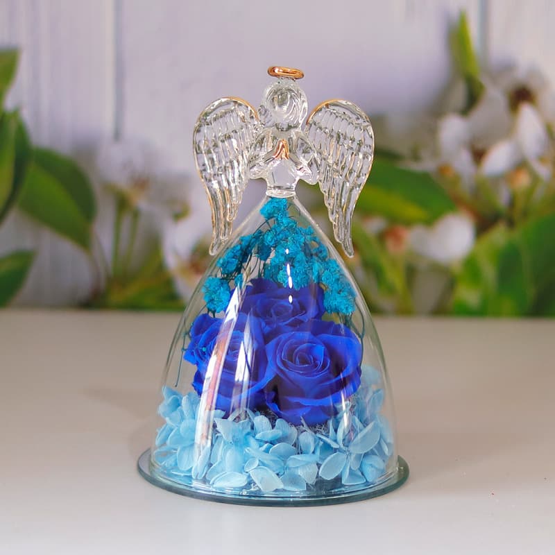 Eternal Flower Gift Box Angel Glass Cover Dried Rose Gift Box For Christmas New Year Valentine's Day Home Decor image 7