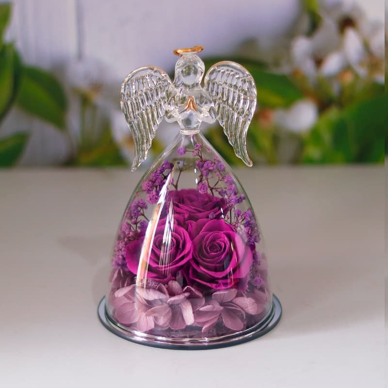Eternal Flower Gift Box Angel Glass Cover Dried Rose Gift Box For Christmas New Year Valentine's Day Home Decor image 10