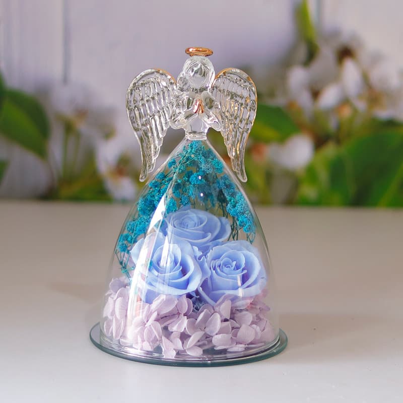 Eternal Flower Gift Box Angel Glass Cover Dried Rose Gift Box For Christmas New Year Valentine's Day Home Decor image 8