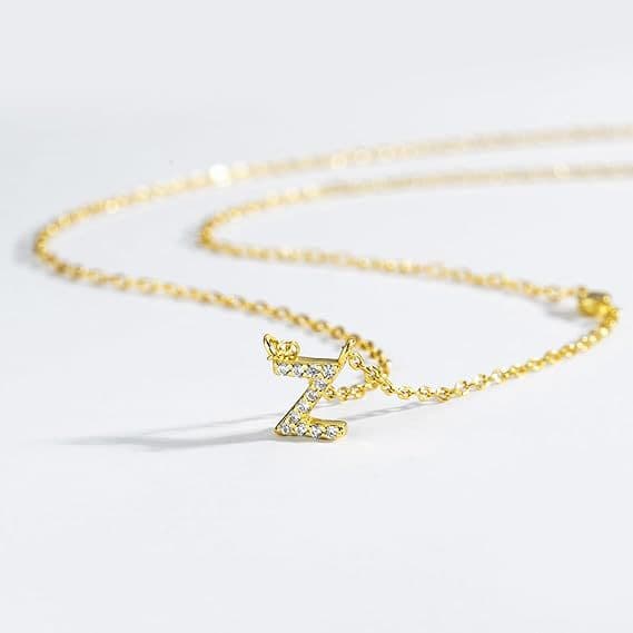 Fashion Jewelry Luxury Gold Color A-Z 26 Letters Necklace CZ Pendant For Women Cute Initials Name Necklace Fashion Party Wedding Jewelry Gift image 26